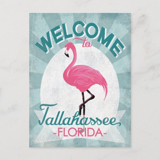 Tallahassee Florida Pink Flamingo Retro Briefkaart (Voorkant)
