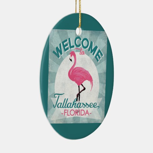 Tallahassee Florida Pink Flamingo Retro Keramisch Ornament (Rechts)