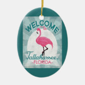 Tallahassee Florida Pink Flamingo Retro Keramisch Ornament (Voorkant)