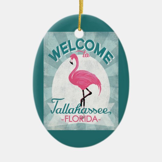 Tallahassee Florida Pink Flamingo Retro Keramisch Ornament (Voorkant)
