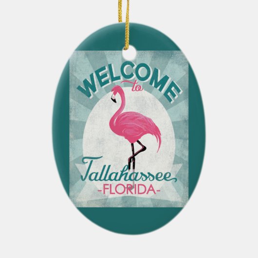 Tallahassee Florida Pink Flamingo Retro Keramisch Ornament (Achterkant)