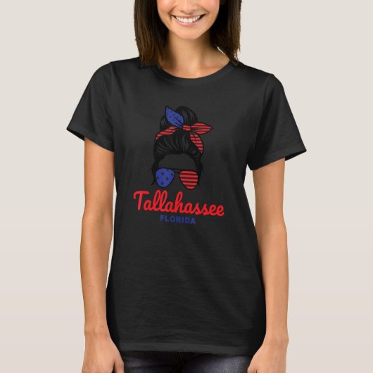Tallahassee Florida Retro Messy Bun T-shirt (Voorkant)