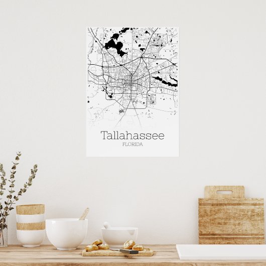 Tallahassee Map - Florida - City Map Poster (Keuken)