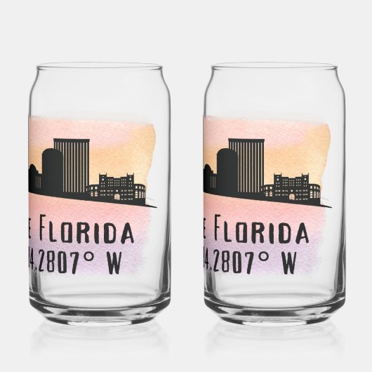 Tallahassee Skyline Blikvorm Glas (Achterkant)