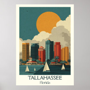 Tallahassee Vintage van Florida Sunset Travel Art Poster