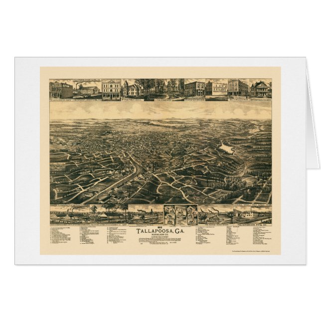 Tallapoosa, GA Panoramische Kaart - 1892 (Voorkant Horizontaal)