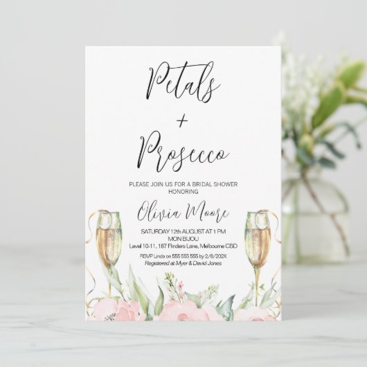 Tallenglazen Petals en Prosecco Vrijgezellenfeest Kaart (Staand voorkant)