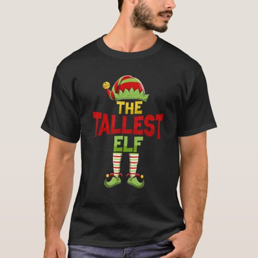 Tallest ELF Family Matching Group Christmas Pajama T-shirt (Voorkant)