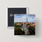 Tallin, Estland Historisch Centrum, Vierkante Button 5,1 Cm (Voorkant /achterkant)