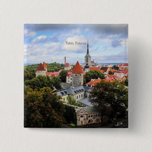 Tallin, Estland Historisch Centrum, Vierkante Button 5,1 Cm (Voorkant)