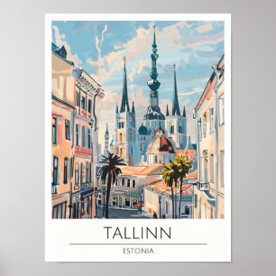 Tallin Estland Vintage Kunst Illustratie Reizen Poster