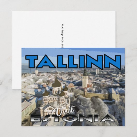 Tallinn, bezoek Estland briefkaart (Voorkant / Achterkant)