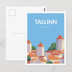 Tallinn Estland Beroemde Reisplaats Illustratie Briefkaart