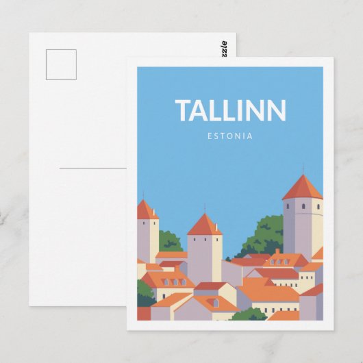 Tallinn Estland Beroemde Reisplaats Illustratie Briefkaart (Voorkant / Achterkant)