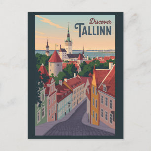 Tallinn Estland Illustratie Reizen Art Vintage Briefkaart