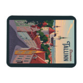 Tallinn Estland Illustratie Reizen Art Vintage Magneet (Horizontaal)