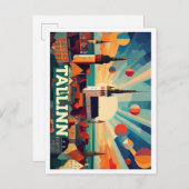 Tallinn Estland Reis artistiek kleurrijk Briefkaart (Voorkant / Achterkant)