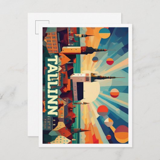 Tallinn Estland Reis artistiek kleurrijk Briefkaart (Voorkant / Achterkant)