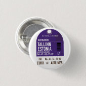 Tallinn Estland reisbiljet Metal Print Ronde Button 3,2 Cm (Voorkant /achterkant)