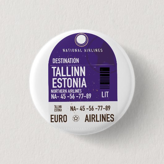 Tallinn Estland reisbiljet Metal Print Ronde Button 3,2 Cm (Voorkant)