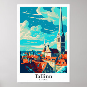 Tallinn Estland Reizen Kunst Vintage Illustratie Poster