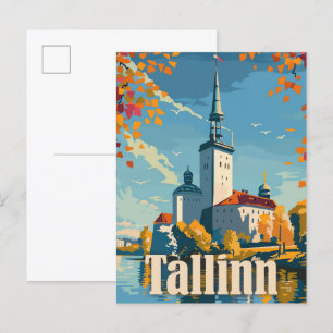 Tallinn Estland Retro Reisillustratie Briefkaart