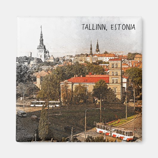 Tallinn Estland Stad Panorama Uitzicht Magneet (Voorkant)