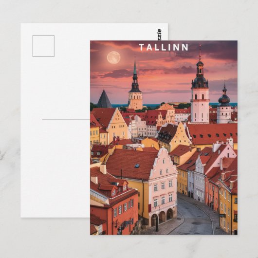 Tallinn Estland Street Travel Briefkaart (Voorkant / Achterkant)