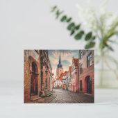 Tallinn Estland Street Vintage Travel Briefkaart (Staand voorkant)