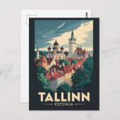 Tallinn Estland Travel Art Vintage Briefkaart (Voorkant / Achterkant)