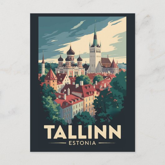 Tallinn Estland Travel Art Vintage Briefkaart (Voorkant)