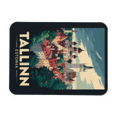 Tallinn Estland Travel Art Vintage Magneet (Horizontaal)