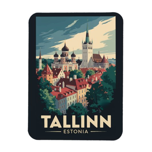 Tallinn Estland Travel Art Vintage Magneet (Verticaal)