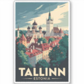Tallinn Estland Travel Art Vintage Sticker (Voorkant)