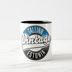 Tallinn Estland vintage logo Tweekleurige Koffiemok