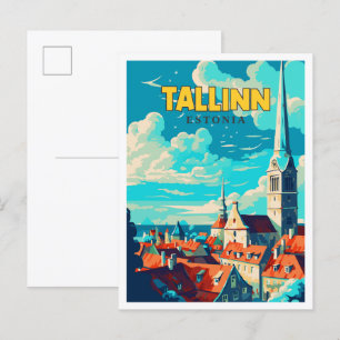 Tallinn Estland vintage reisillustratie Briefkaart