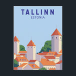 Tallinn Estonia Retro Travel Art  Briefkaart<br><div class="desc">Vectorontwerp van Tallinn Estland.</div>