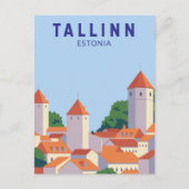 Tallinn Estonia Retro Travel Art  Briefkaart (Voorkant)