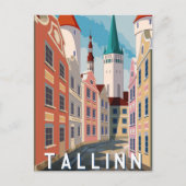 Tallinn Estonia Retro Travel Art  Briefkaart (Voorkant)