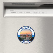 Tallinn Estonia Retro Travel Art Cirkel  Magneet (Insitu (Vaatwasser))