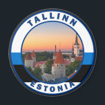 Tallinn Estonia Retro Travel Art Cirkel  Magneet<br><div class="desc">Vectorontwerp van Tallinn Estland.</div>