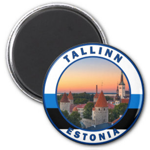 Tallinn Estonia Retro Travel Art Cirkel  Magneet