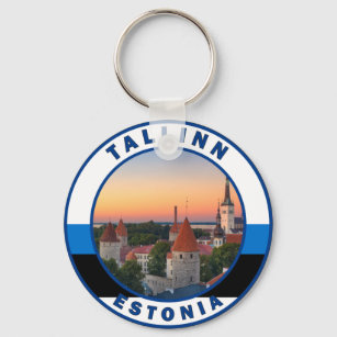 Tallinn Estonia Retro Travel Art Cirkel  Sleutelhanger