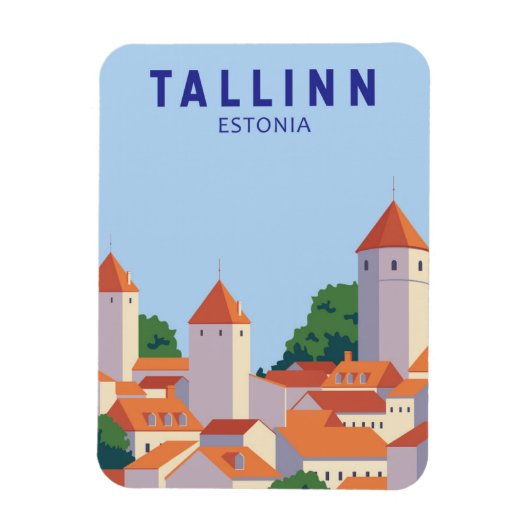 Tallinn Estonia Retro Travel Art Magneet (Verticaal)