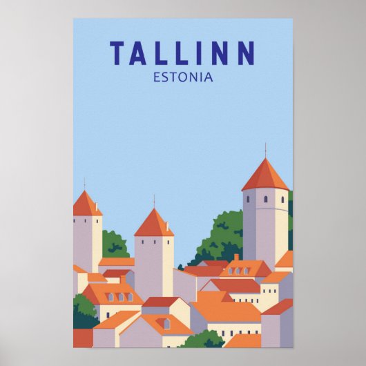Tallinn Estonia Retro Travel Art  Poster (Voorkant)