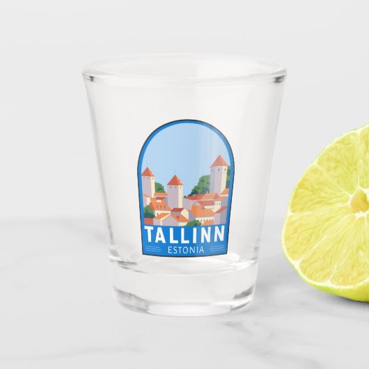 Tallinn Estonia Retro Travel Art Shot Glas (Voorkant)