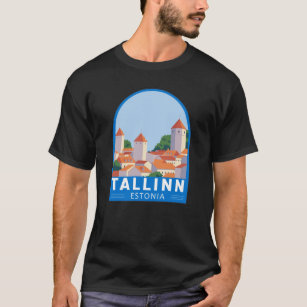 Tallinn Estonia Retro Travel Art  T-shirt