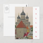 Tallinn Old Town toren en kathedraal briefkaart (Voorkant / Achterkant)