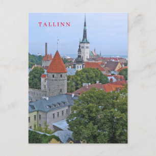 Tallinn Oude Stad torens zicht ansichtkaart Briefkaart