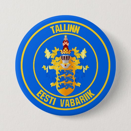Tallinn Round Emblem Ronde Button 7,6 Cm (Voorkant)